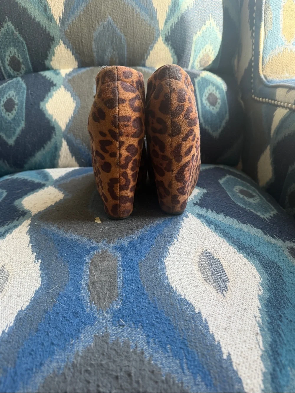 Leopard Print Lace-Up Ankle Booties - Brown